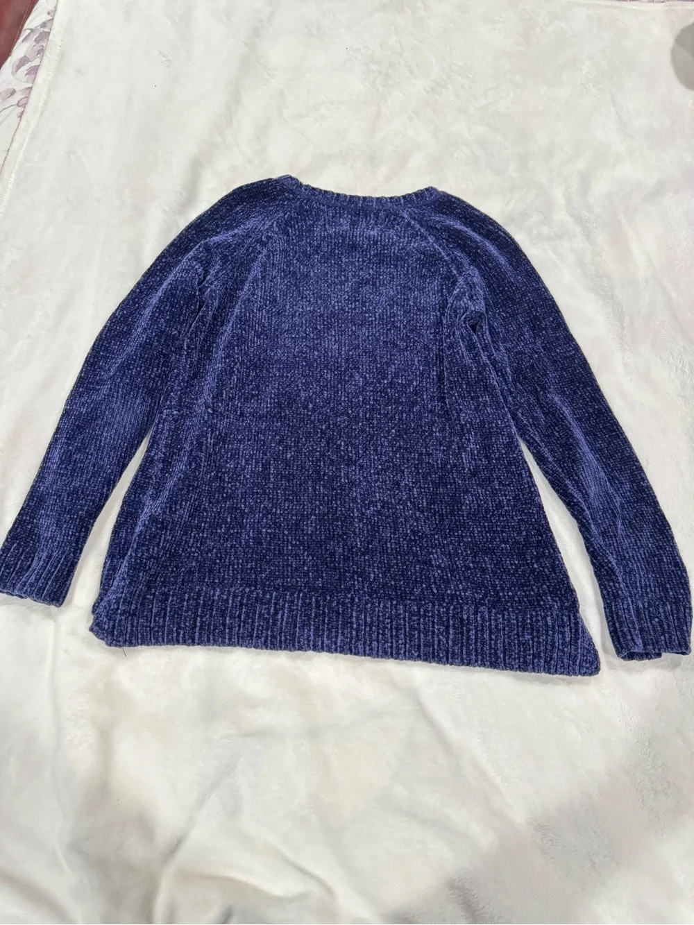 Justice Navy Chenille Sweater with Silver Sequin Star